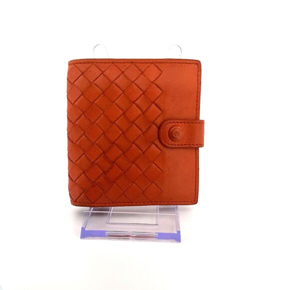 Bottega Veneta Intrecciato Nappa Leather Compact Wallet in Orange - Picture 1 of 7